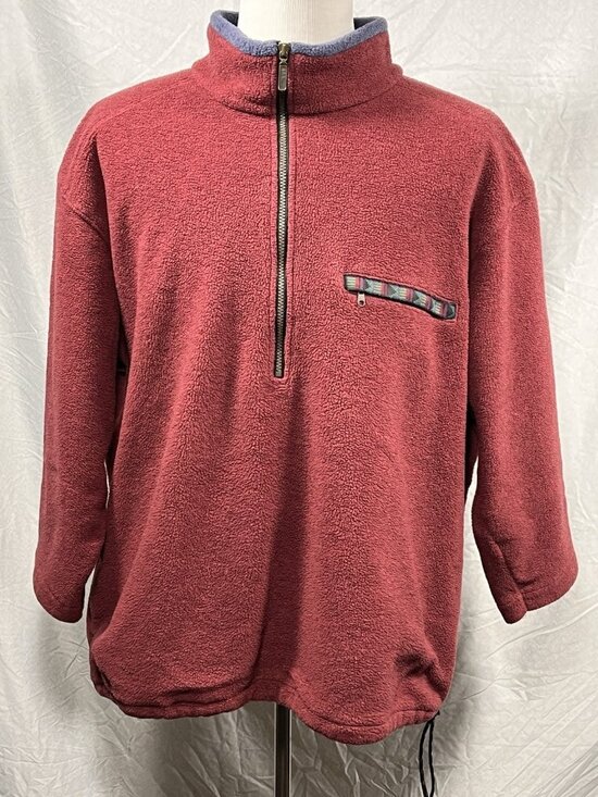 L.L. Bean Other - Vtg L.L. Bean Jacket Mens 2XL Red Fleece Anorak 1/4 Zip Ski Pullover 90s